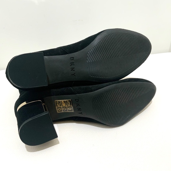 DKNY Kylah Black Suede Leather Block Heel Bootie Heeled Ankle Boot WITH ZIPPER 8 - Picture 8 of 12